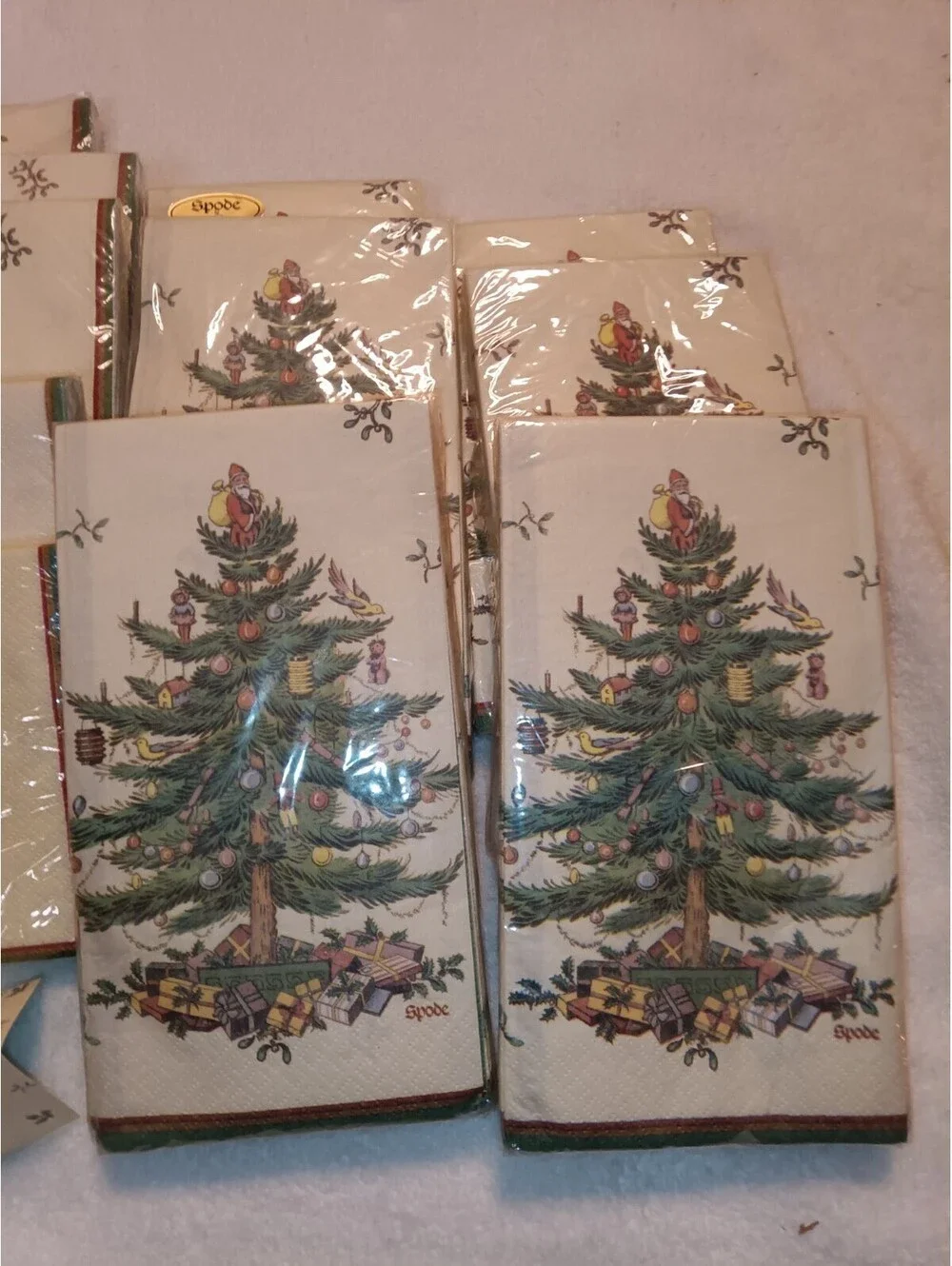 Spode Christmas Tree 3 Ply 11 Dinner, Cocktail Napkins N 2 Place Card PlatesNEW